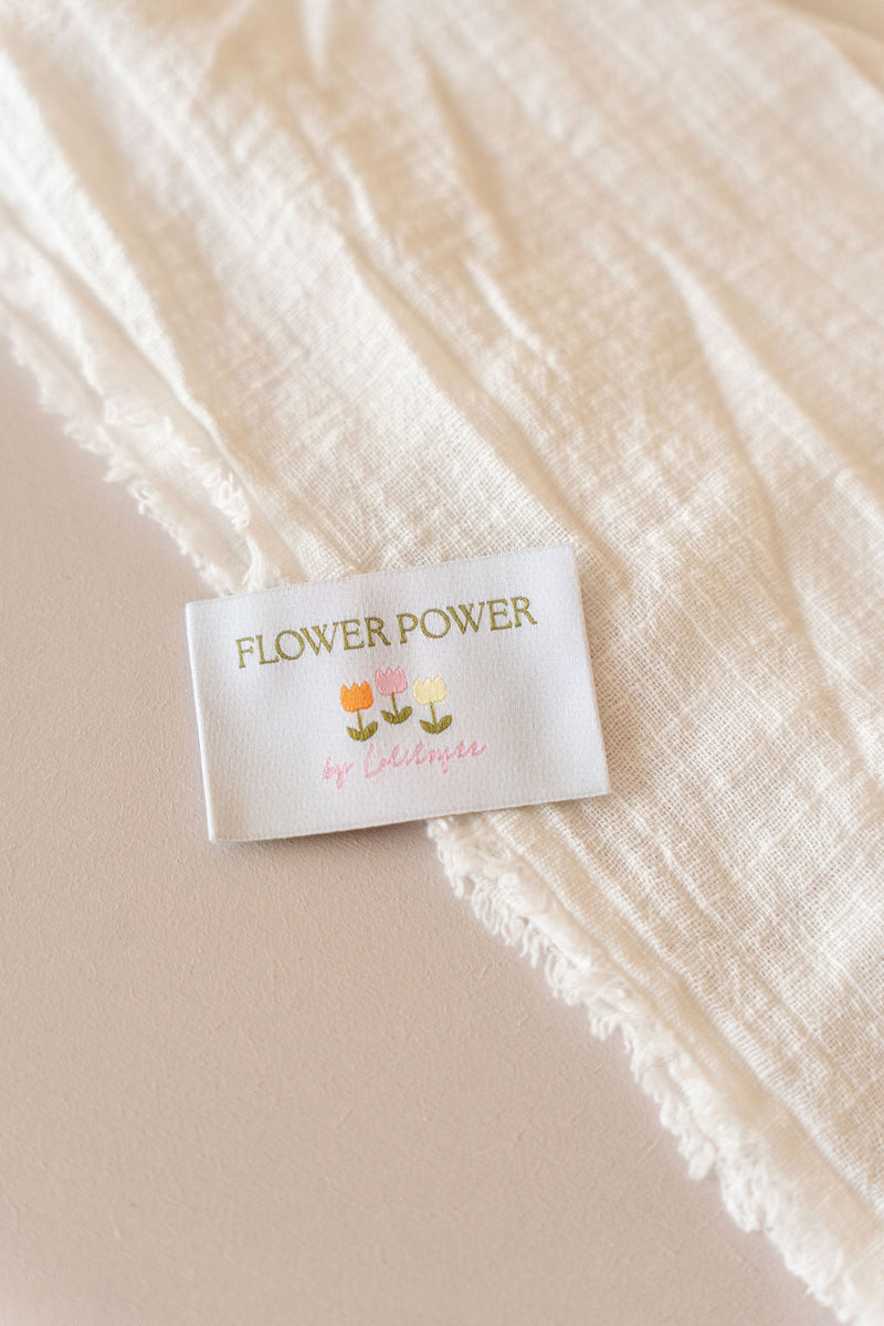 Etiquette tissée "Flower Power"